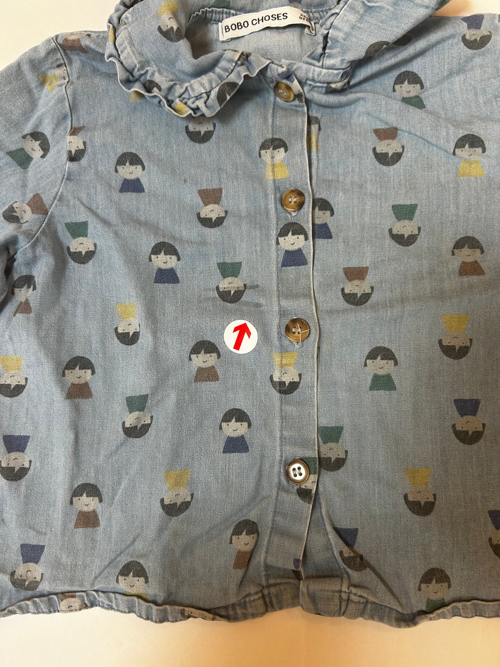 Bobo Choses Light denim game pawn blouse