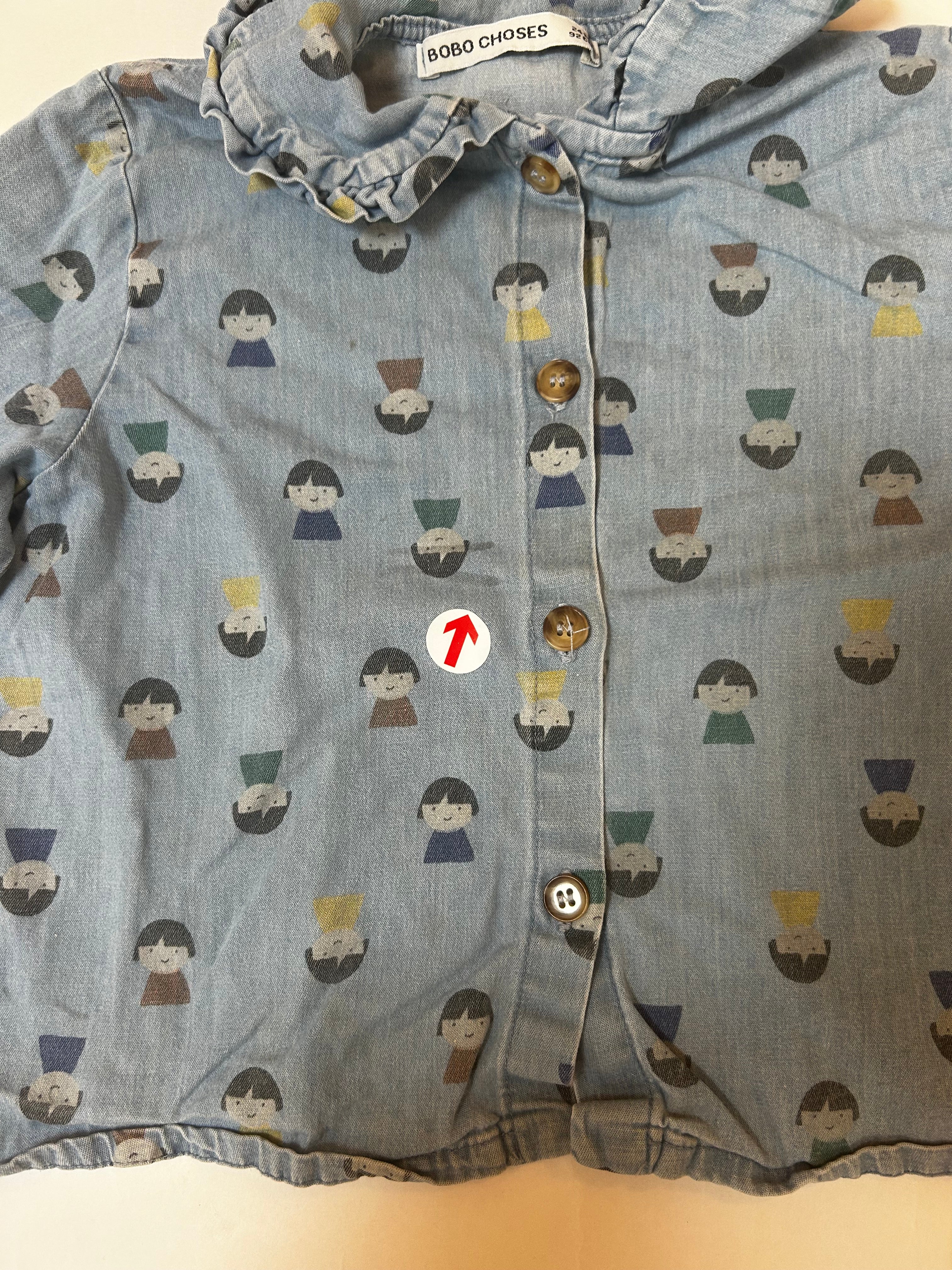 Bobo Choses Light denim game pawn blouse