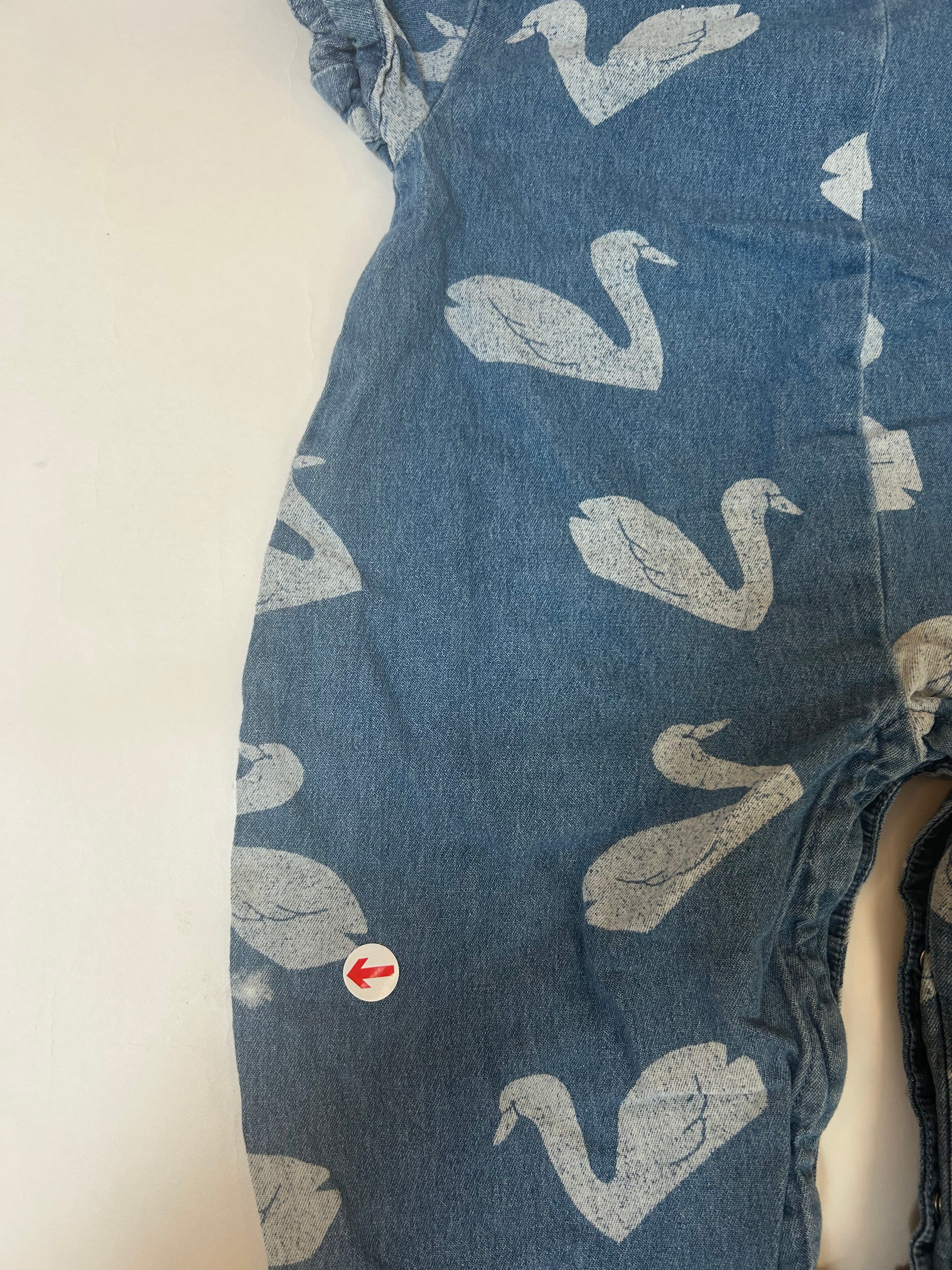 Tiny Cottons Denim big swan overalls
