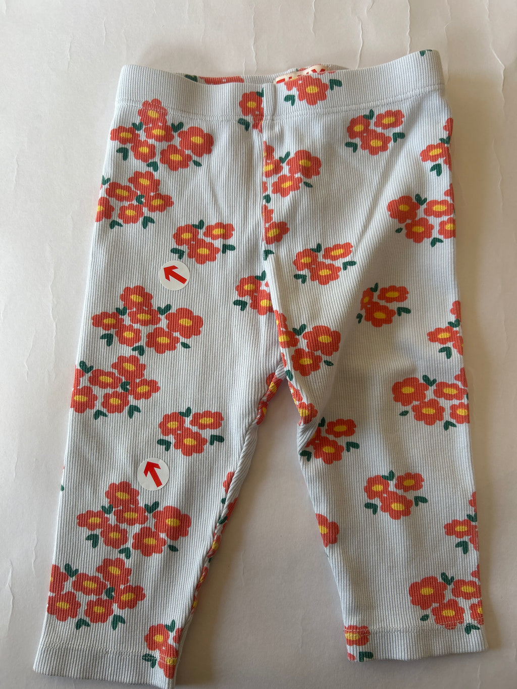 Tiny Cottons White blossoms rib baby pant