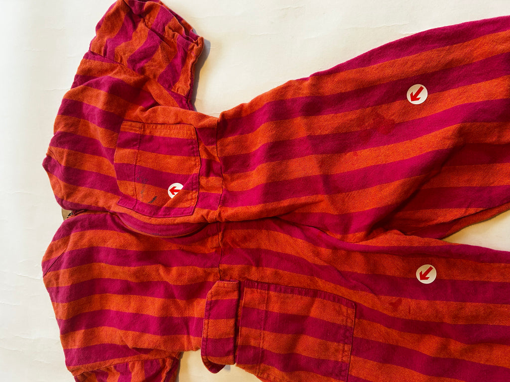 Studio Koter Rae pink and orange stripe linen overalls