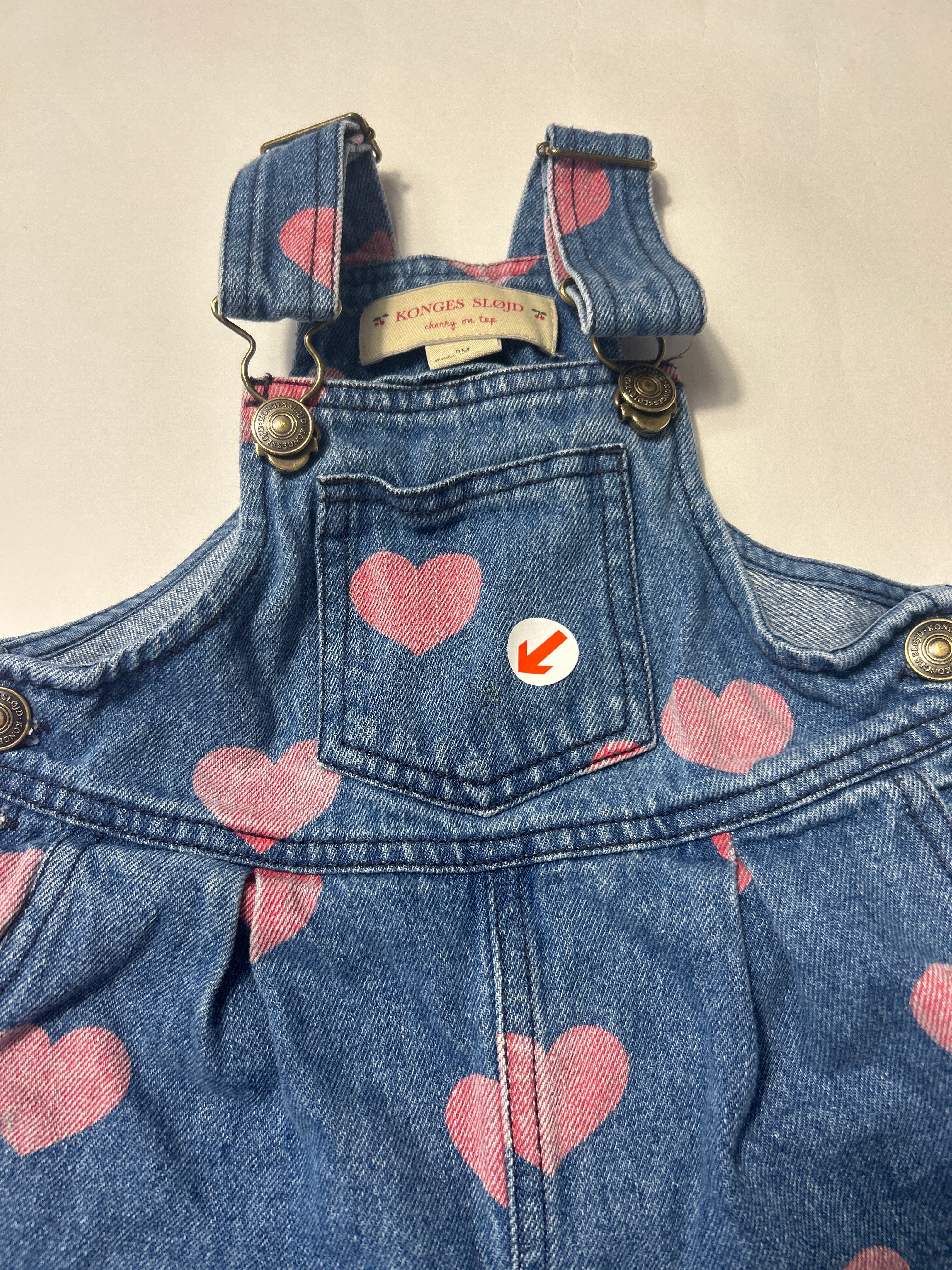 konges slojd Pink heart denim dungarees