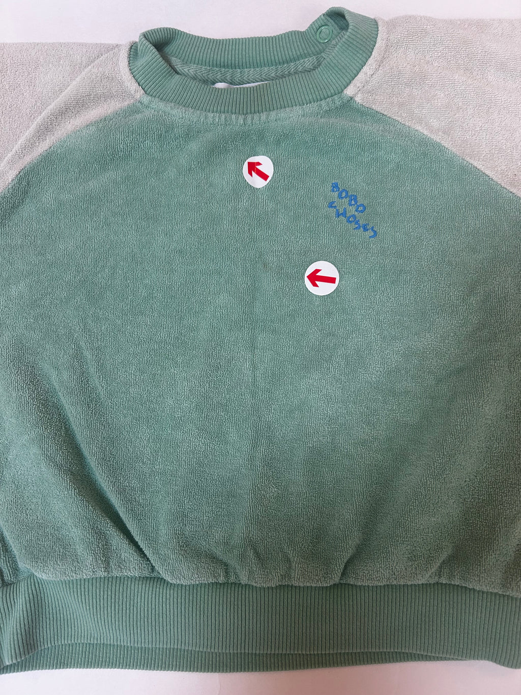 Bobo Choses Green colour block terry cloth jumper