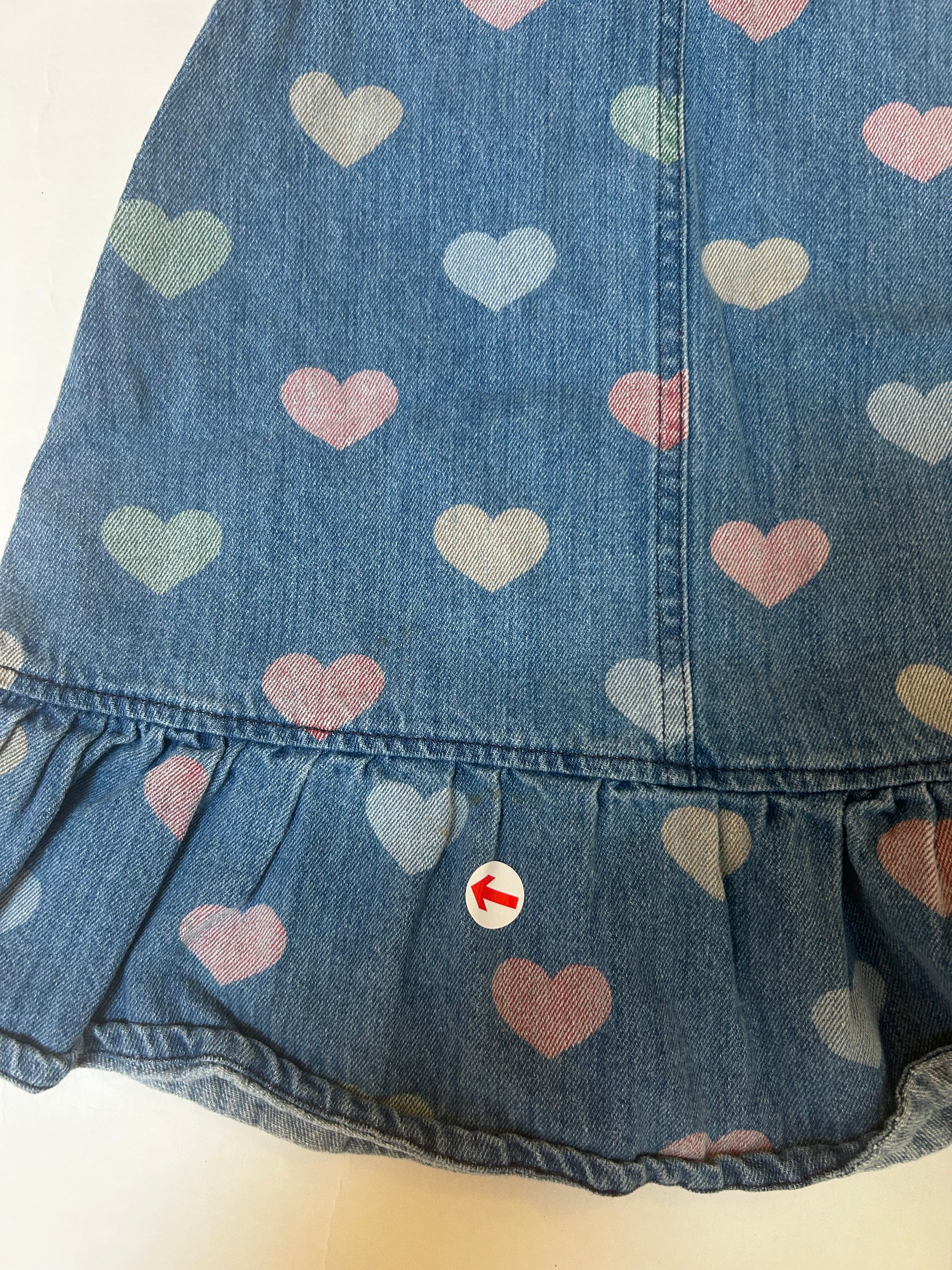 Konges Slojd Heart print denim sleeveless dress