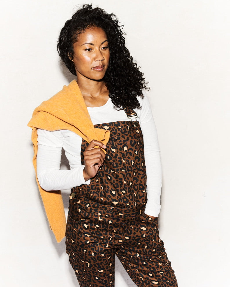 Sustainable || Handmade in the UK | Dungarees | Maternity and beyond | Wild Leopard Print | Gold details