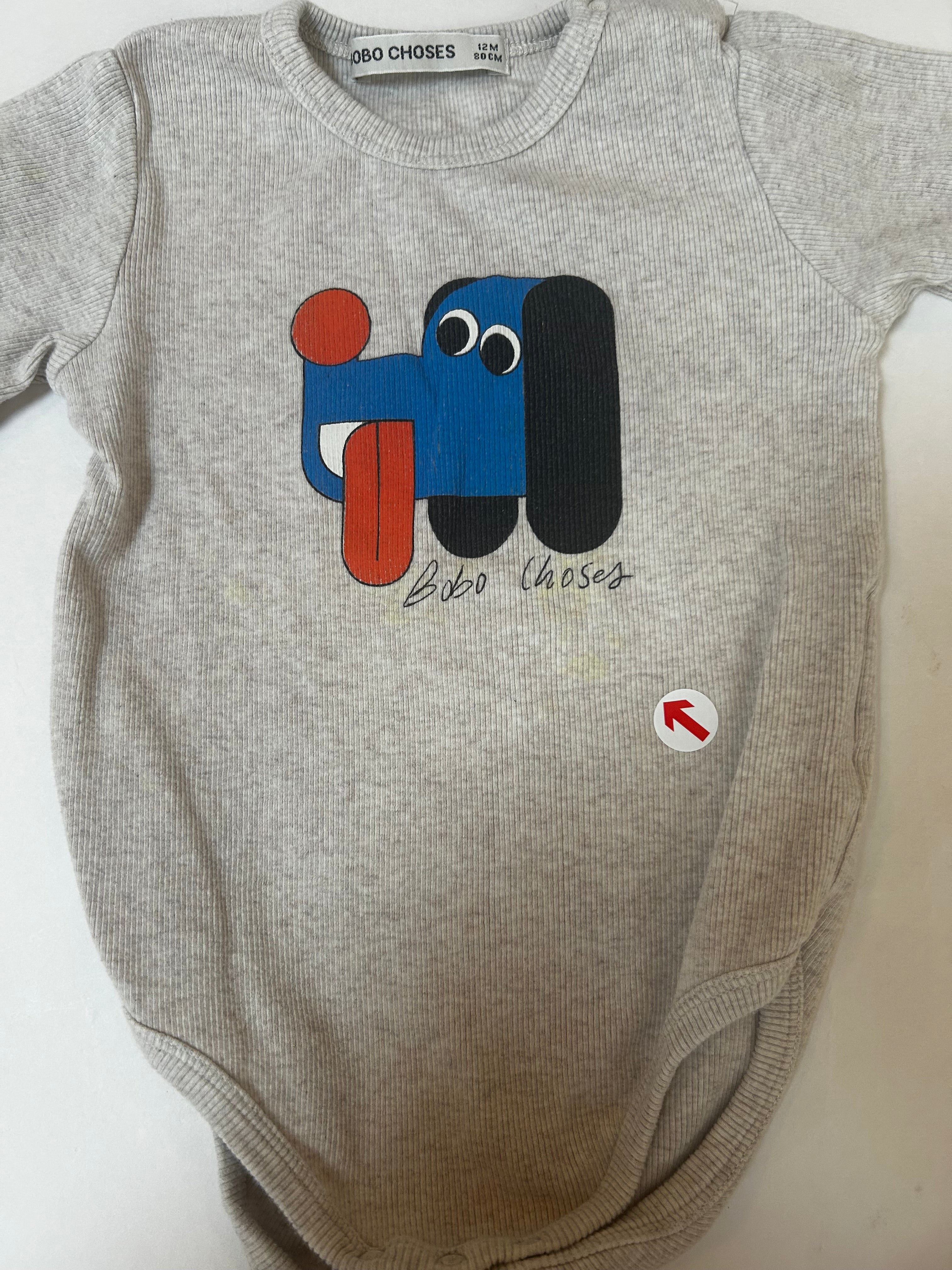 Bobo Choses Beige ribbed doggy mate bodysuit