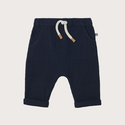 + 1 in the family Textured navy cotton trousers