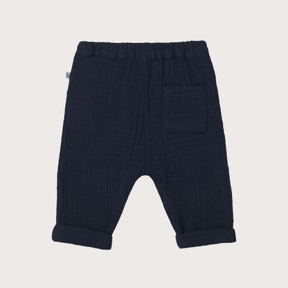 + 1 in the family Textured navy cotton trousers