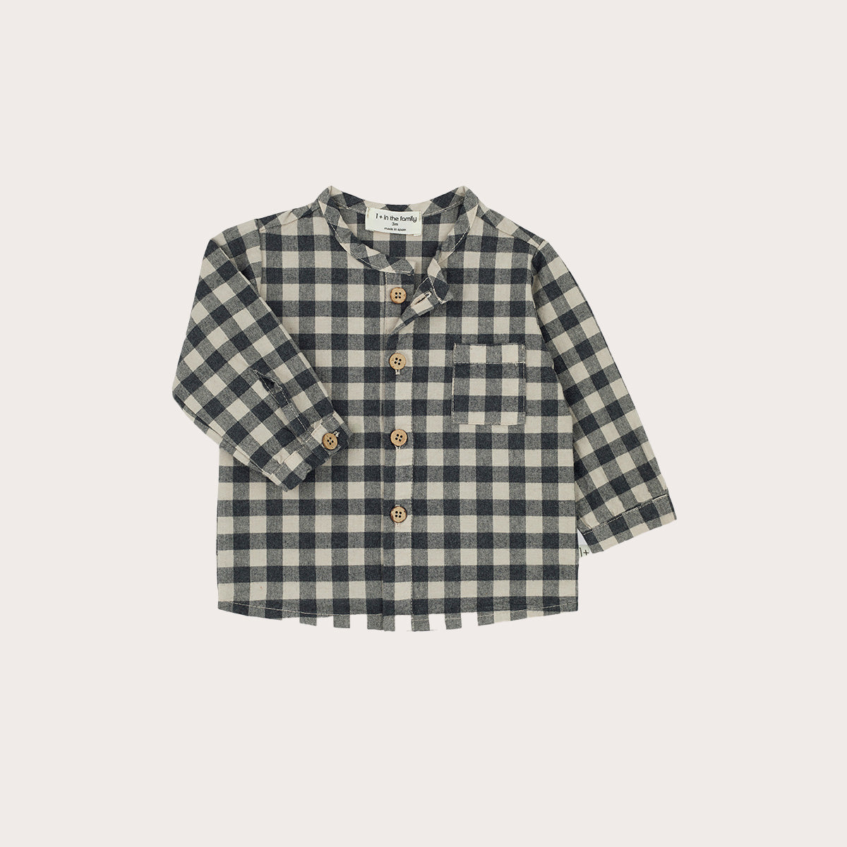 + 1 in the family Beige gingham shirt