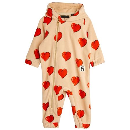 Mini rodini Hearts fleece pramsuit - As New