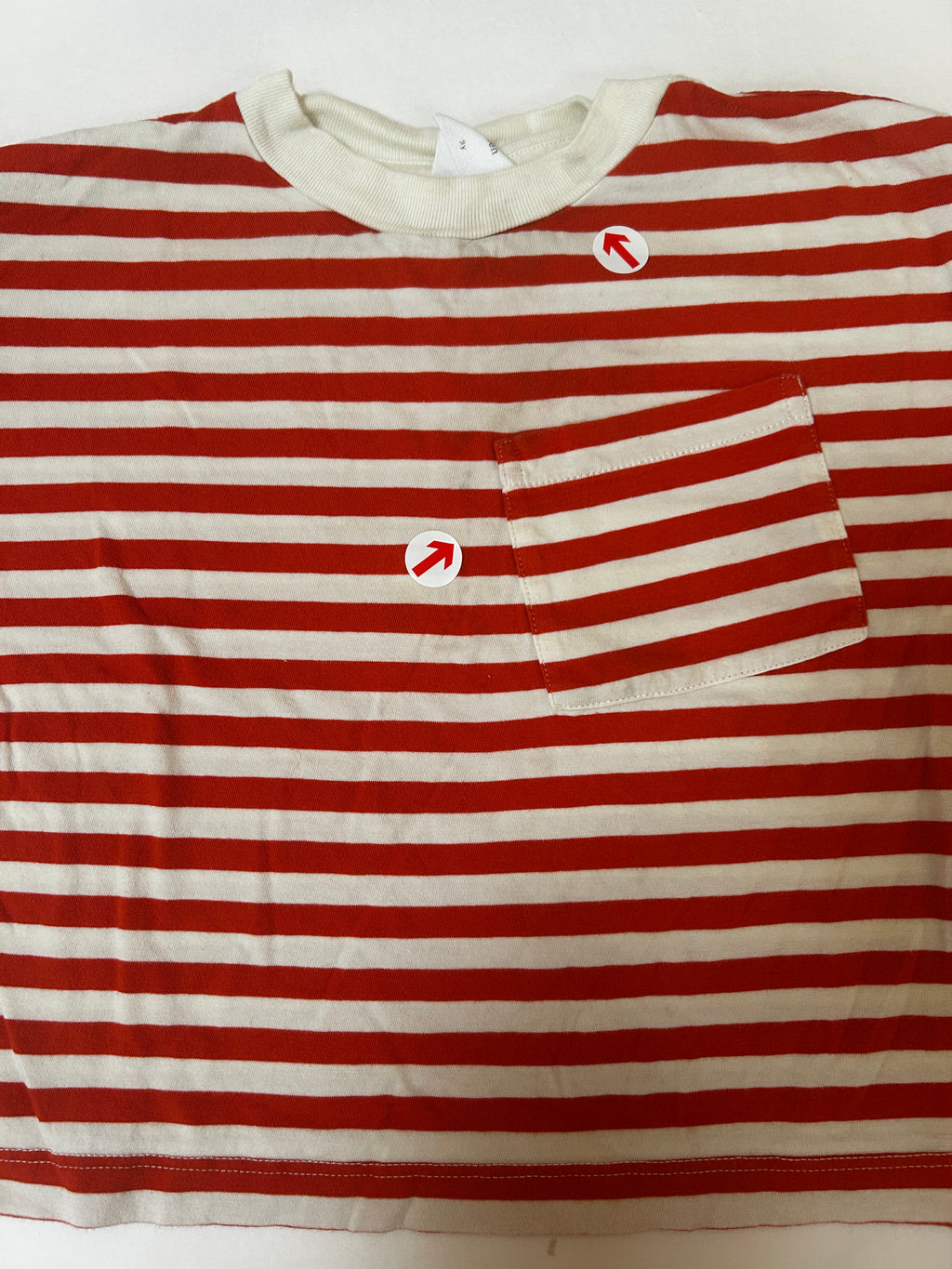 Wynken Red stripe pocket long sleeve t-shirt