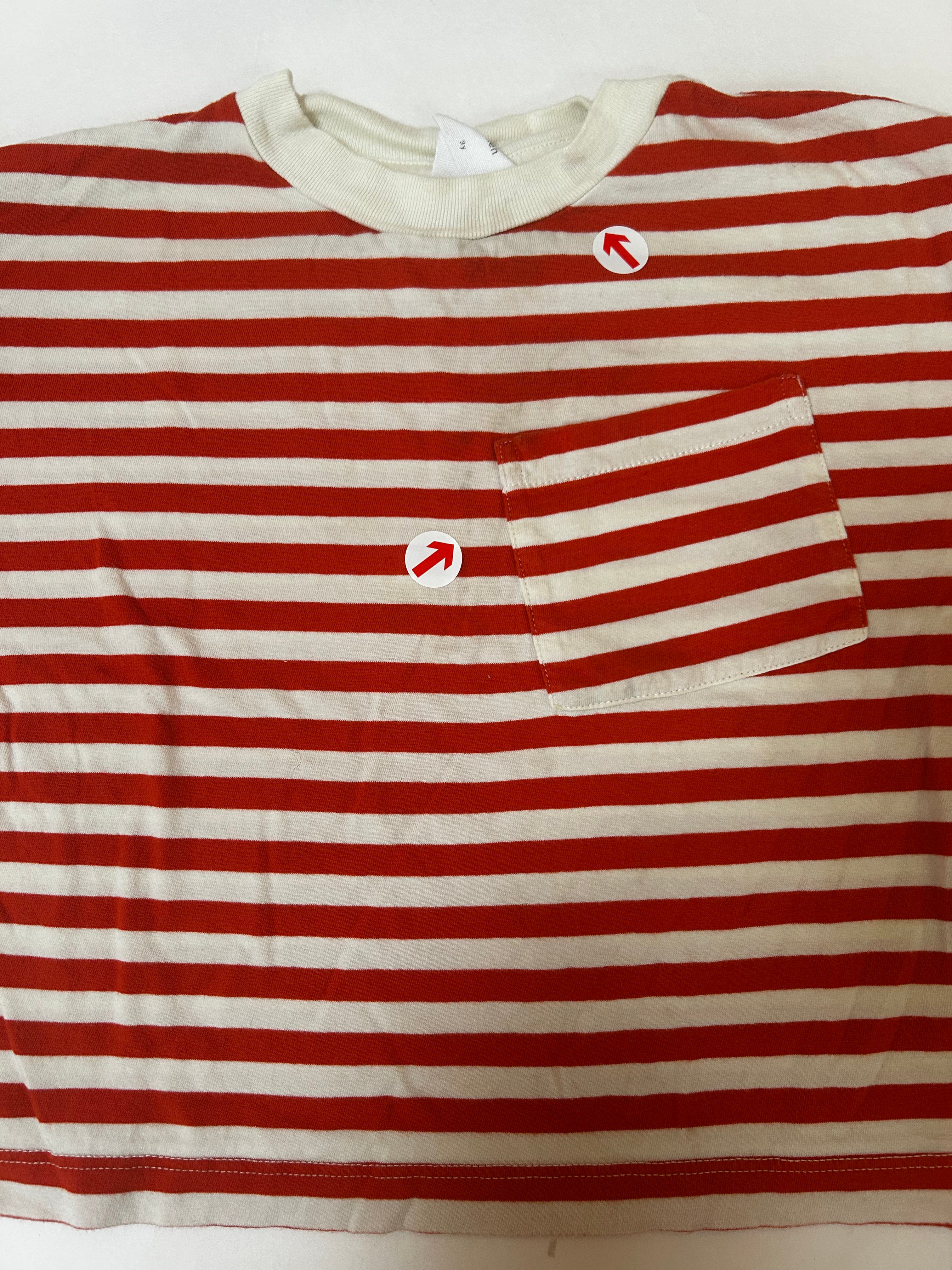 Wynken Red stripe pocket long sleeve t-shirt