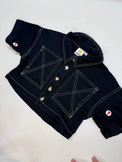 LF Markey Black denim stitch overshirt