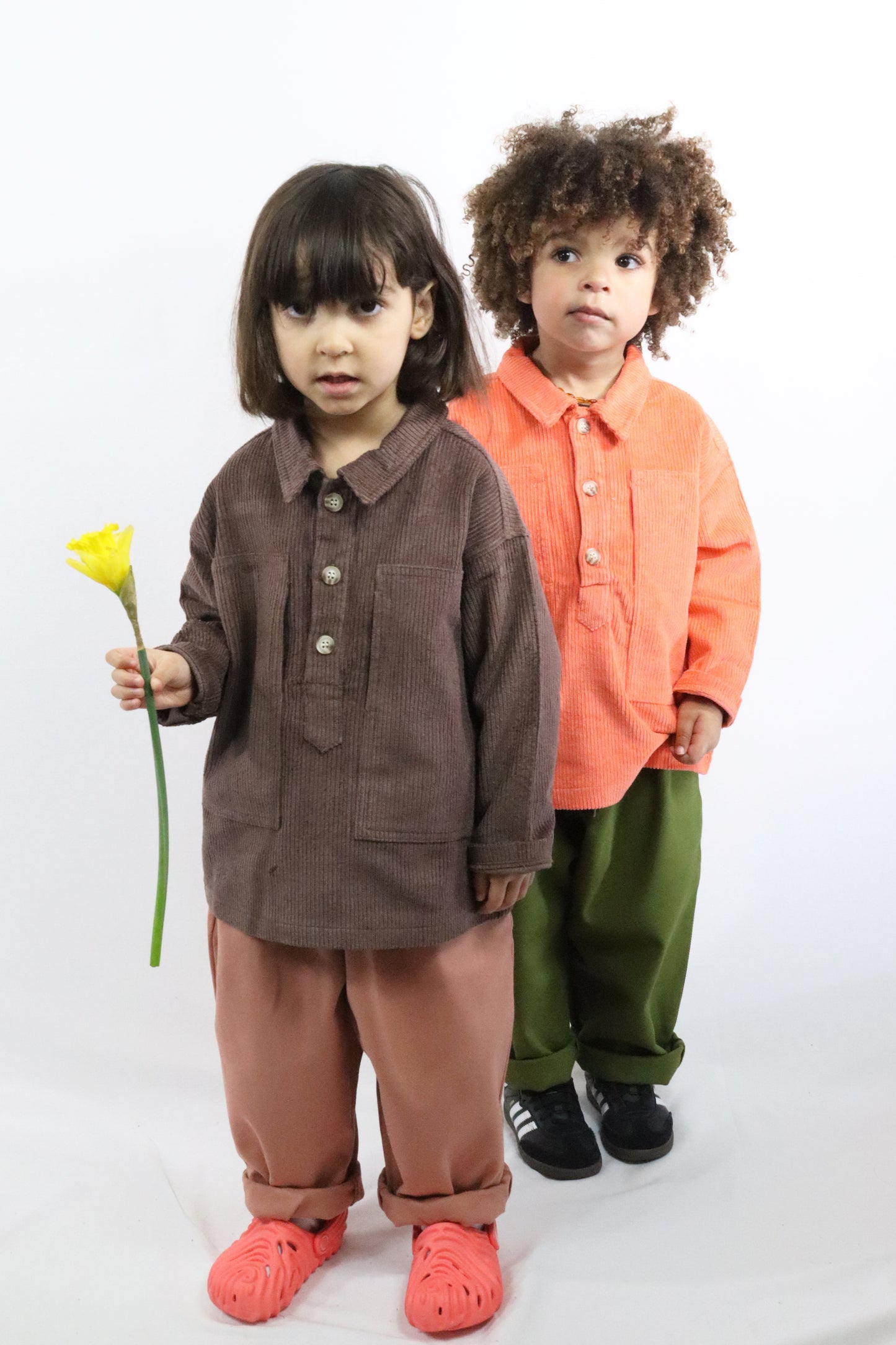 Smaller Explorer Mocha corduroy over shirt