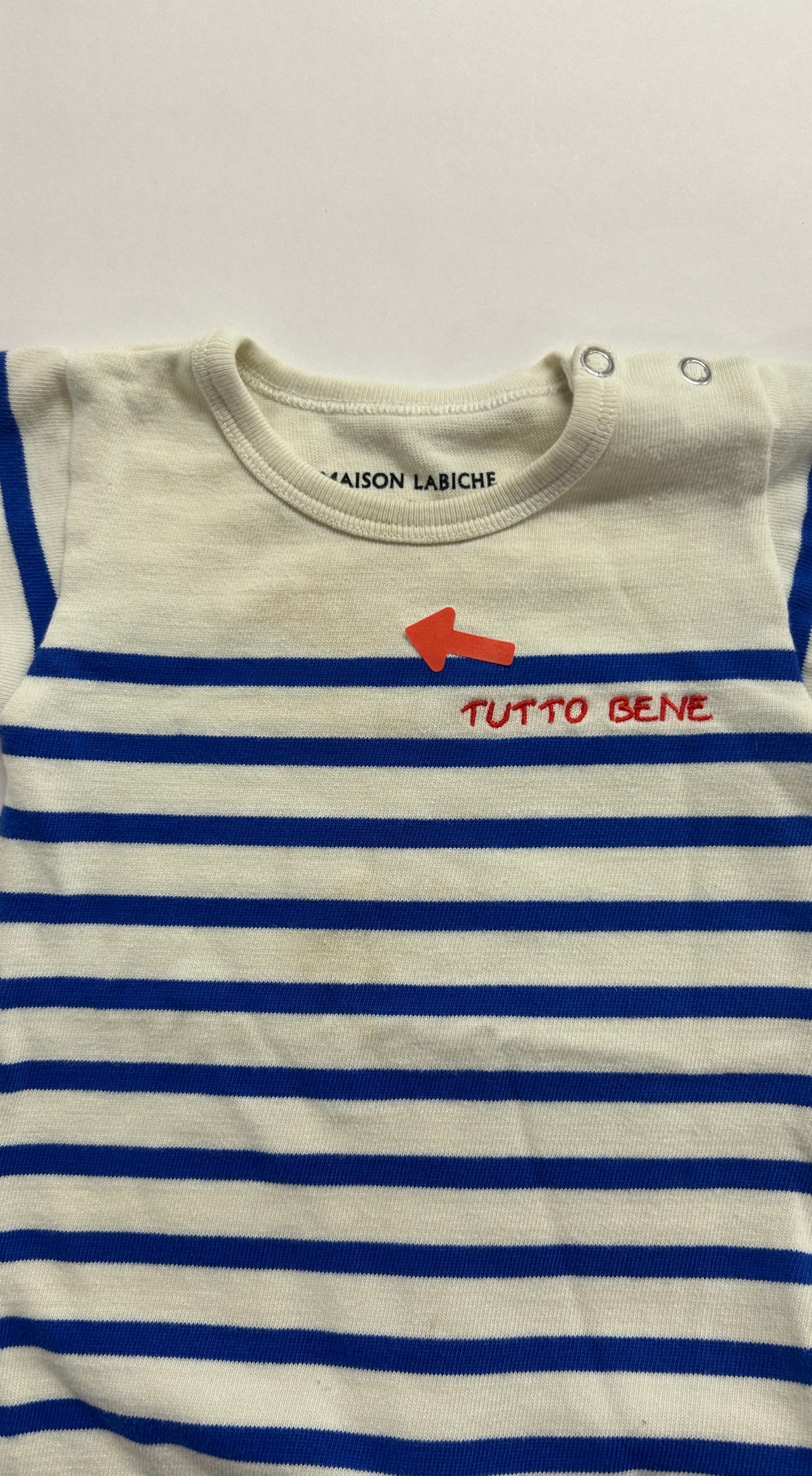 Maison Labiche Blue breton striped onesie