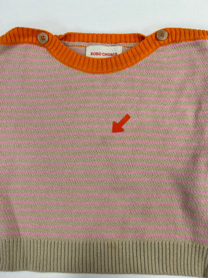 Bobo Choses Pink striped baby jumper