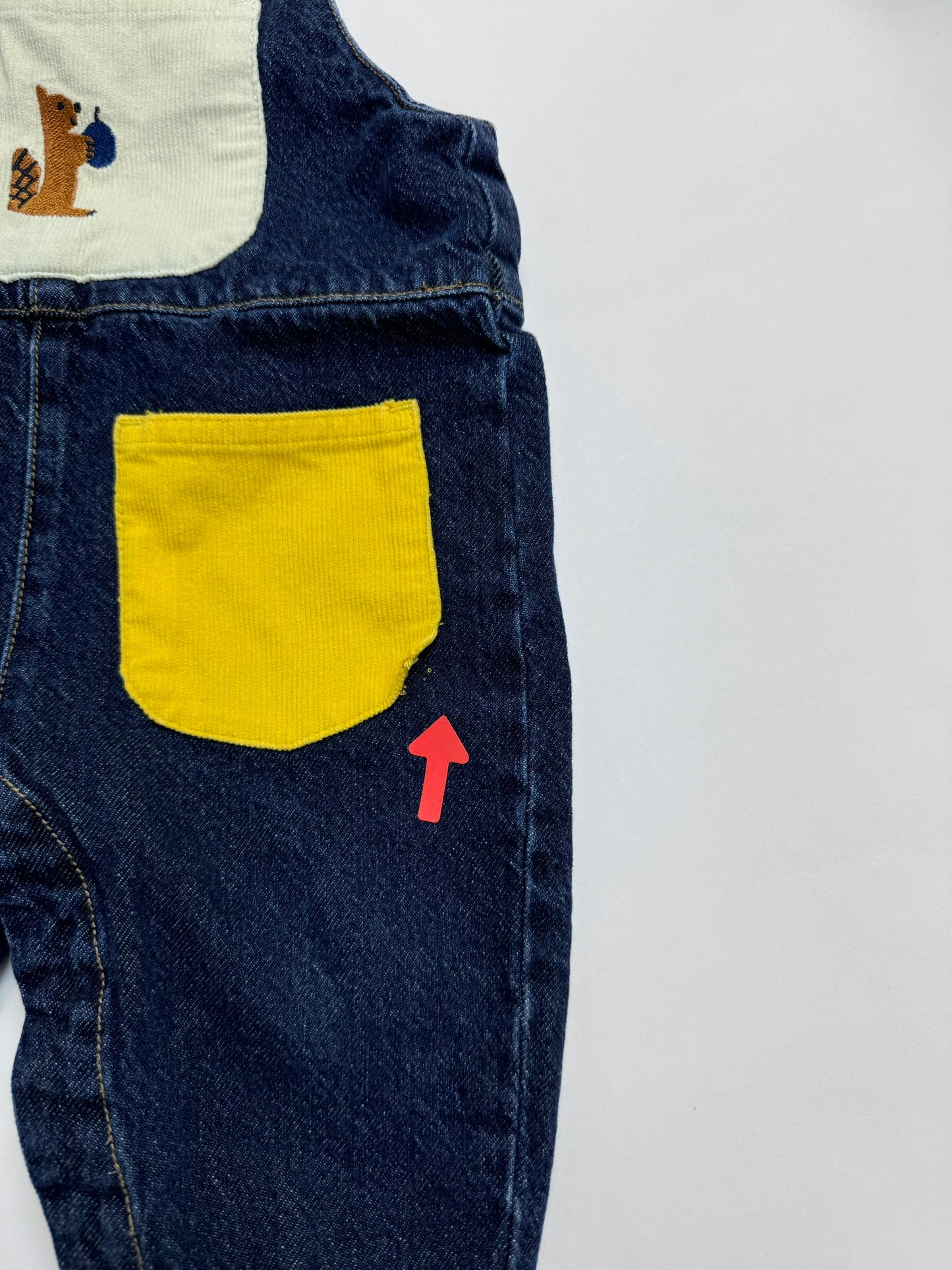 Bobo Choses Denim hungry squirell dungarees