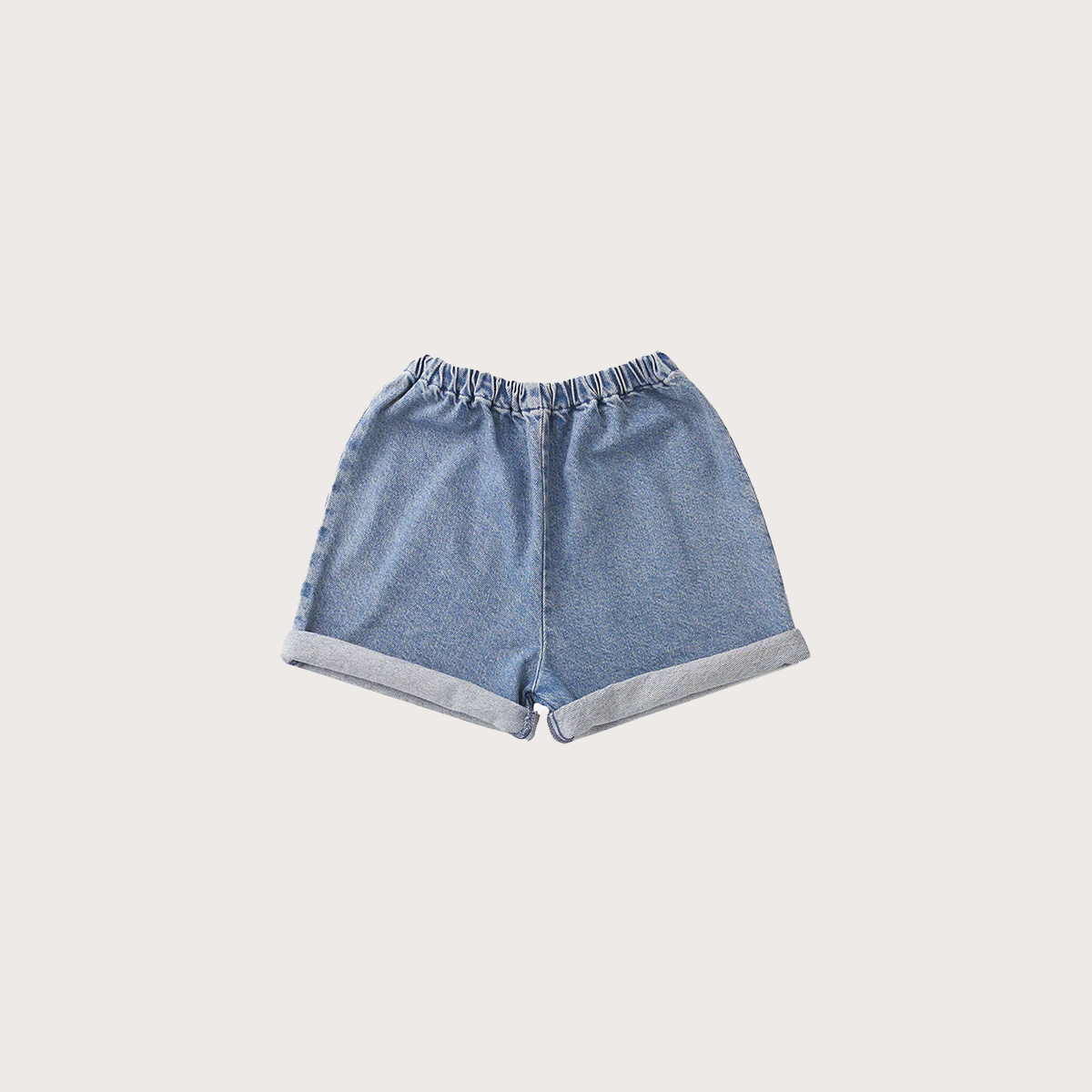 P Denim Light wash wide denim shorts