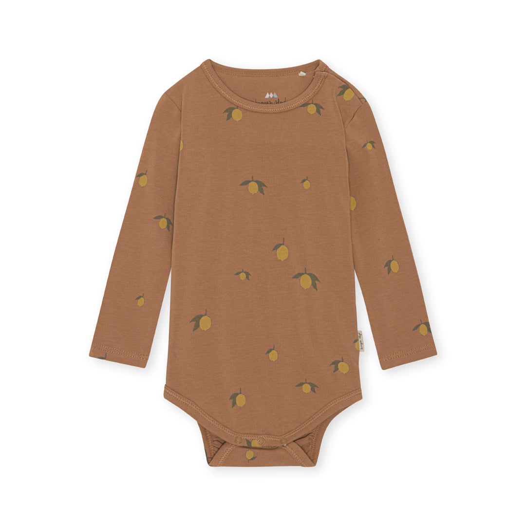 Brown lemon print bodysuit