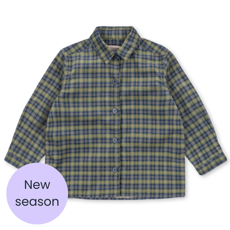 Blue check light corduroy shirt