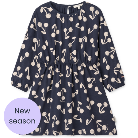 Navy cherry print dress