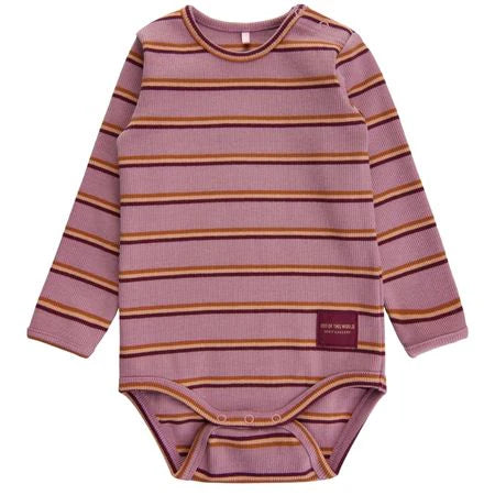 Soft Gallery Lilac Stripe Ribbed Long Sleeve Bodysuit - as new
