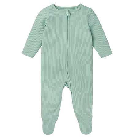 3-6m  MORI Mint Ribbed Zip-Up Sleepsuit