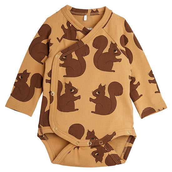 Brown Squirrel Long Sleeve Kimono Bodysuit