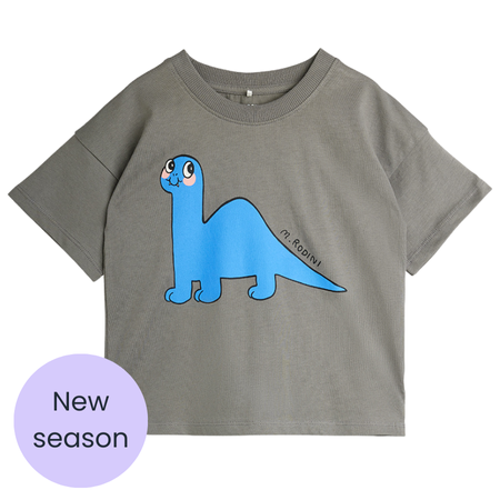 18 - 36  Mini Rodini Dino Grey Short Sleeve Top