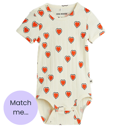 Mini Rodini Red Hearts Short Sleeve Bodysuit