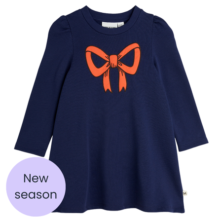 1.5-3y  Mini Rodini Navy With Red Bow Dress
