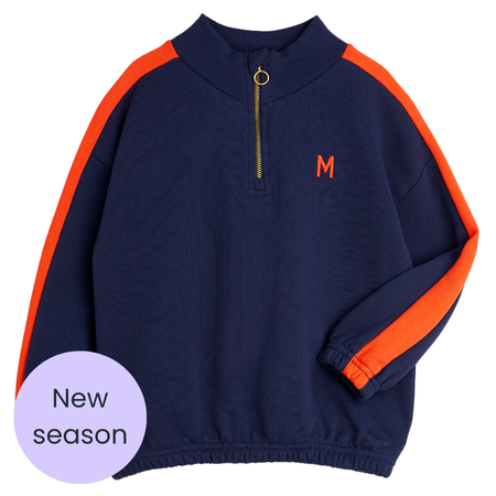 Mini Rodini Navy & Red Quarter Zip Jumper