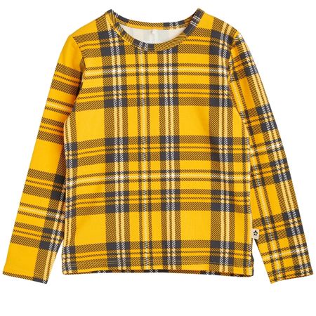 Mini Rodini Mustard Check long sleeve tee