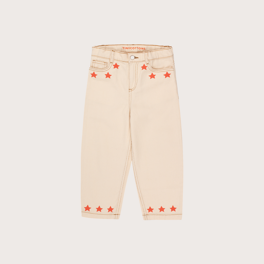 Tiny Cottons Cream barrel leg star jeans