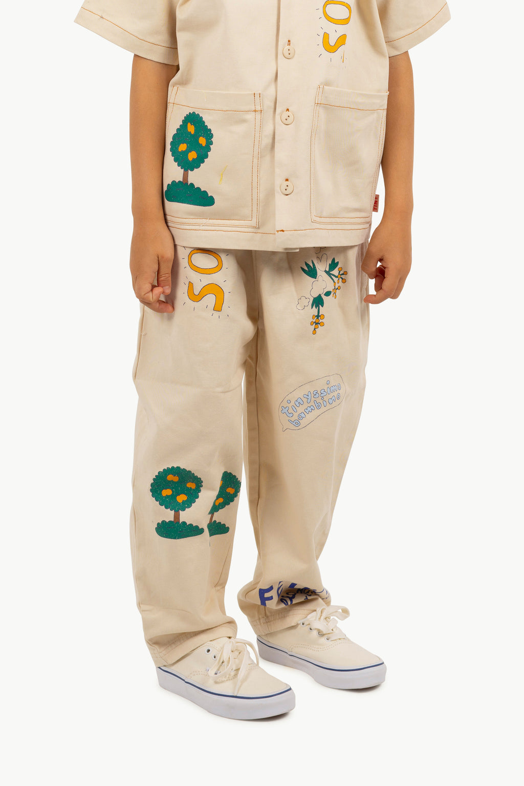 Tiny Cottons Cream artsy tree pants