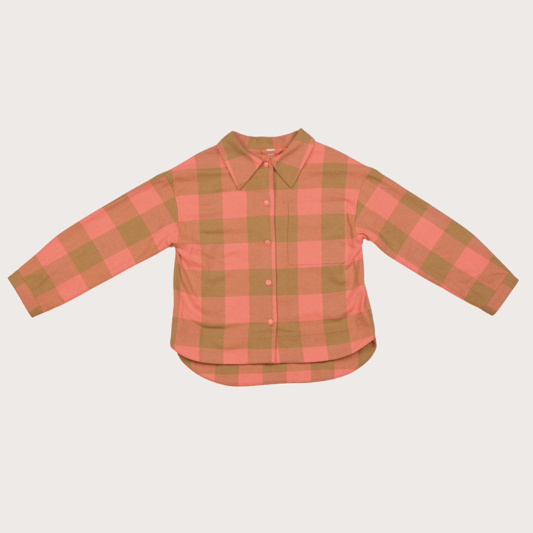 Coral flannel check shirt