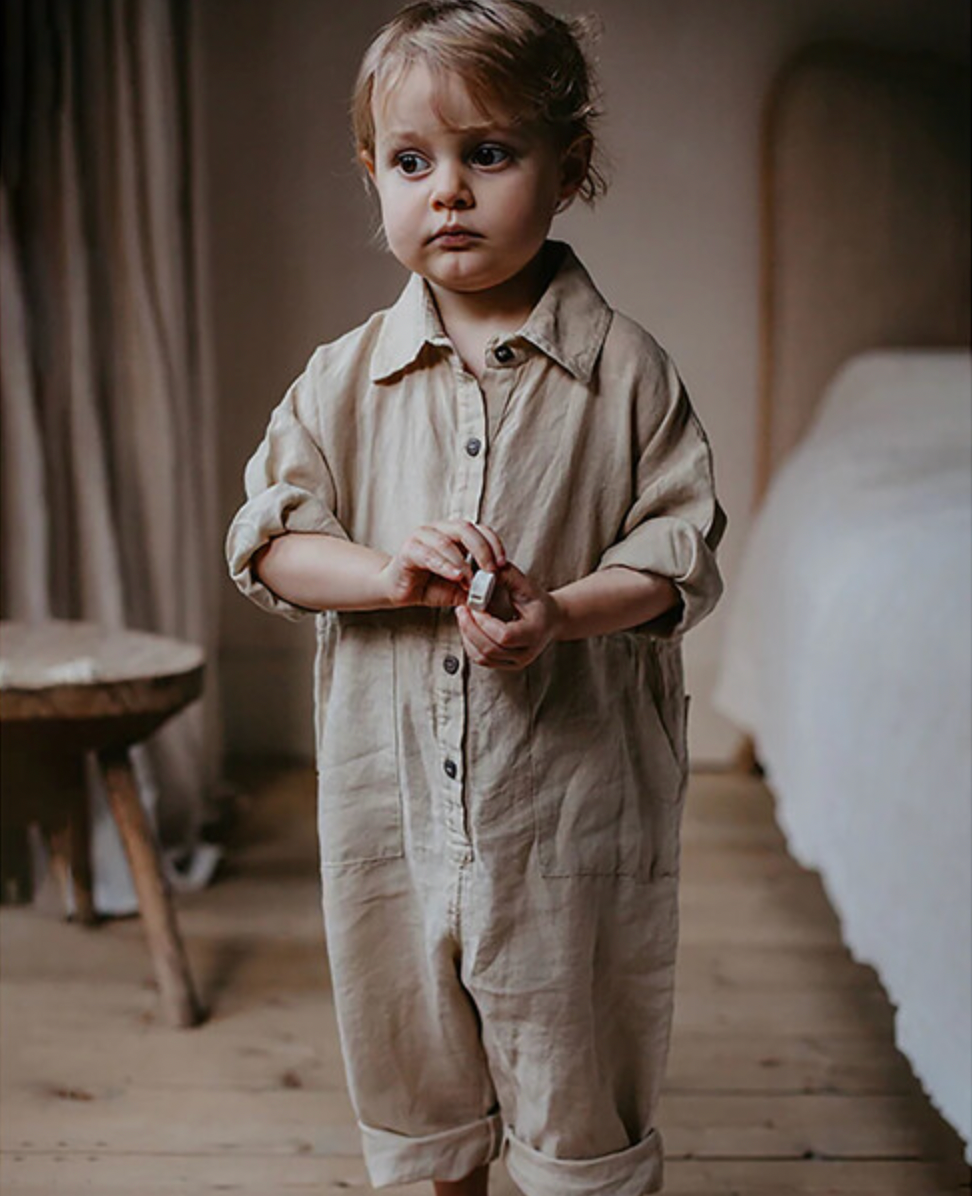 The Simple Folk Oatmeal linen boilersuit