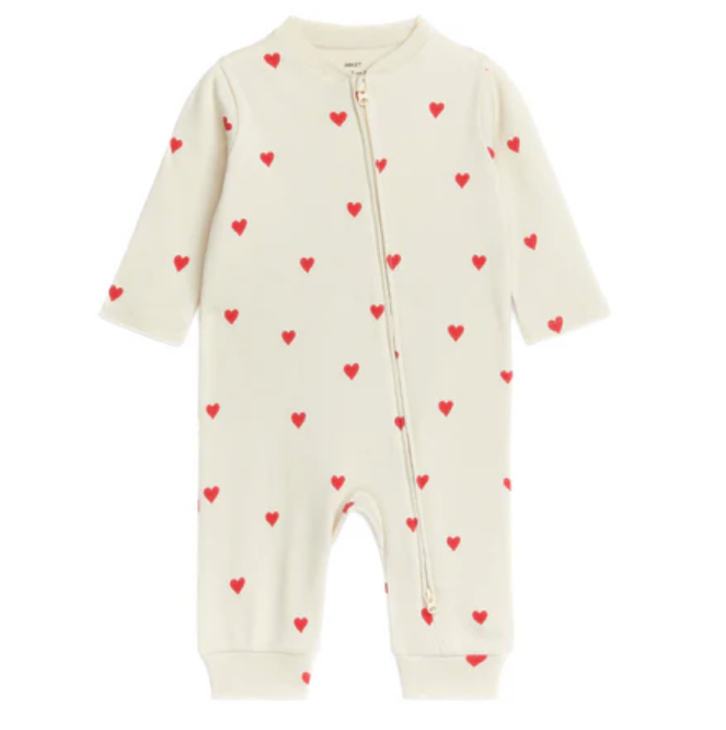 0-3m ARKET All over Hearts 2 Way Zip Romper