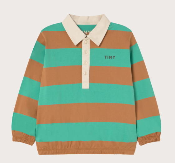 Tiny Cottons Green stripe polo long sleeve t-shirt