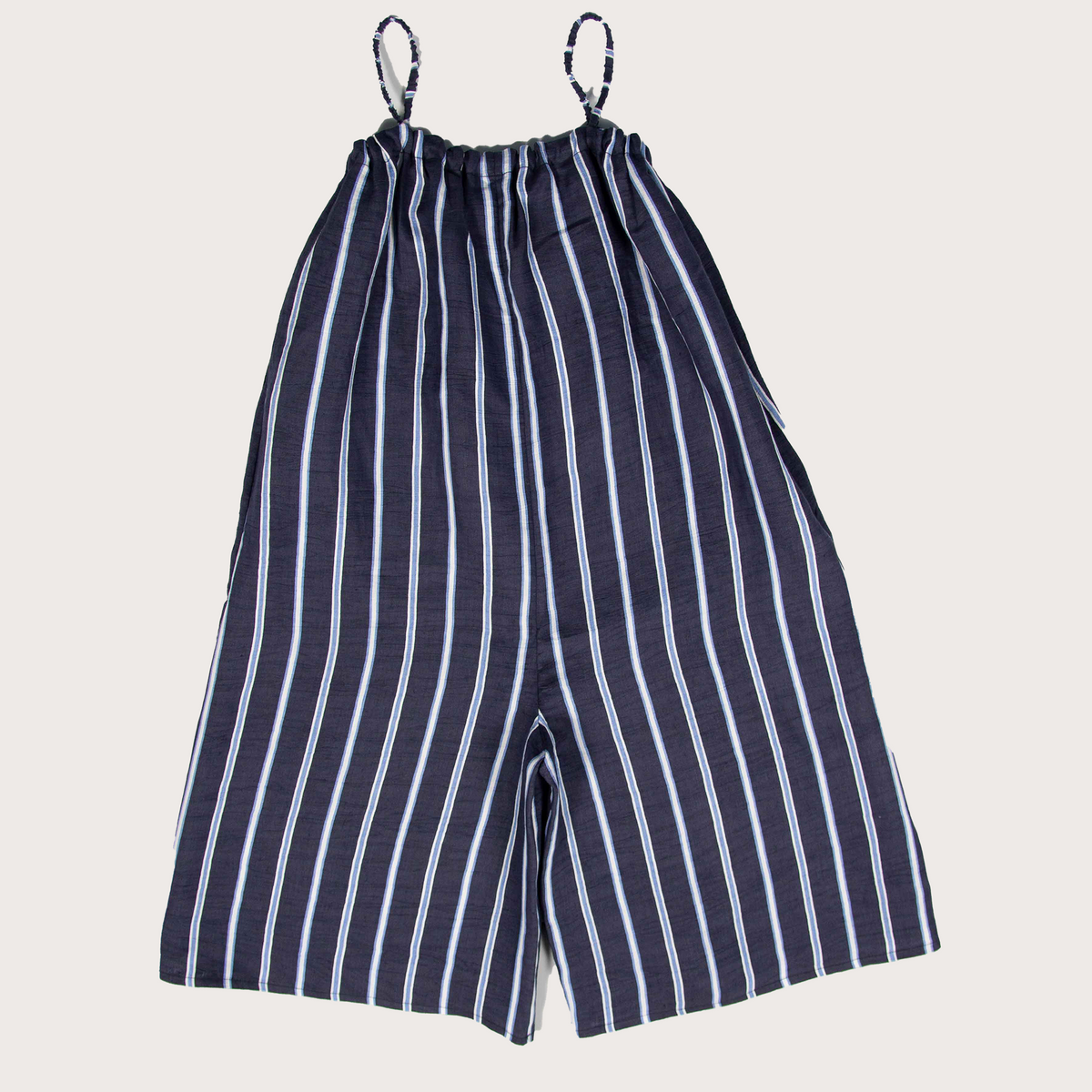 Navy striped shorts jumpsuit