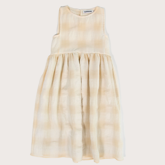 Tangerine Studios A-line gathered cream stripe dress