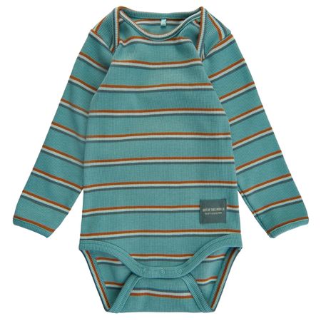 Soft Gallery Teal Striped Ribbed Long Sleeve Bodysuit
