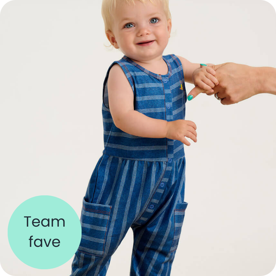 6-12m  The Bonnie Mob Denim Stripe Dungarees