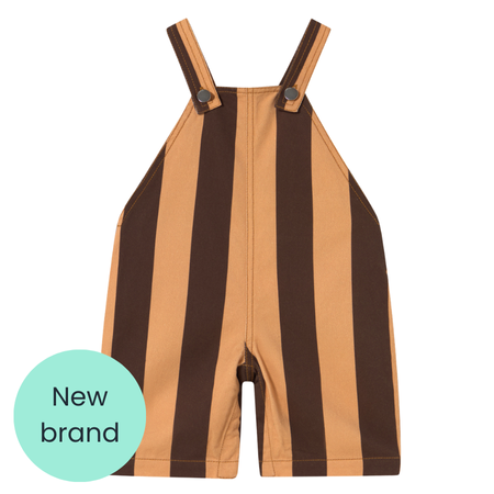 Tiny Cottons Brown wide stripe dungaree's
