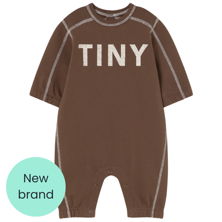 Tiny Cottons Brown contrast stitch romper