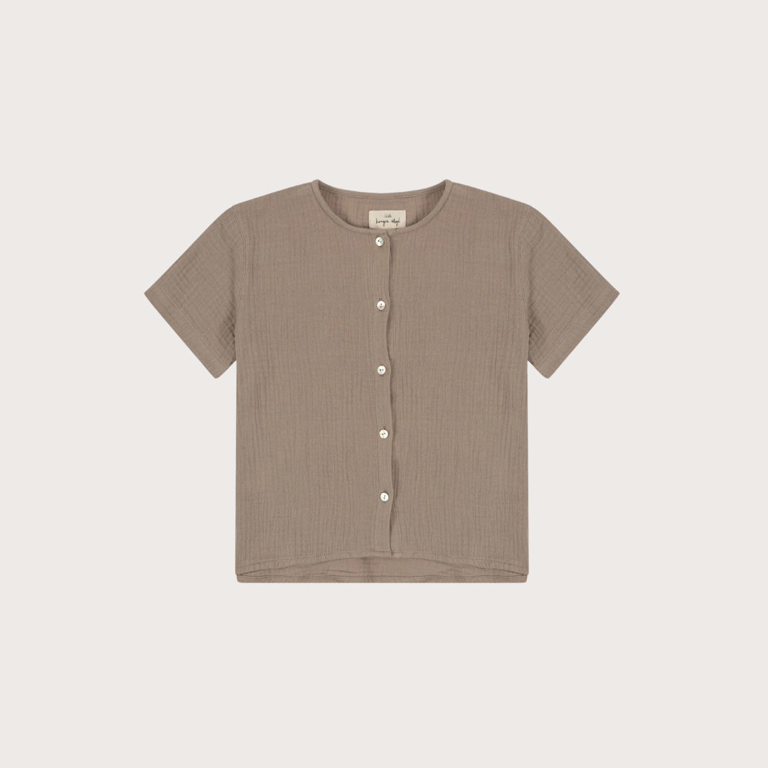 Beige seersucker button shirt