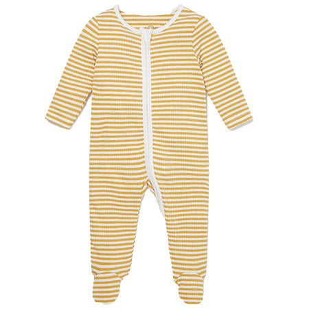 0-3m  MORI MORI mustard Ribbed Zip-Up Sleepsuit