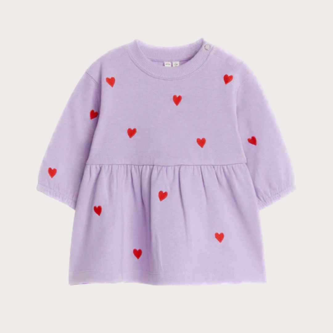 ARKET Lilac embroidered heart dress
