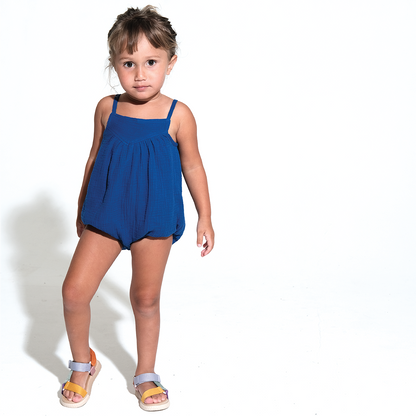 Esther Textured blue bubble romper