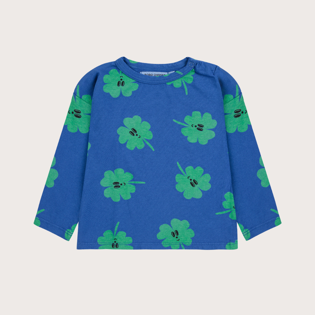 Bobo Choses Blue lucky clover long sleeve t-shirt